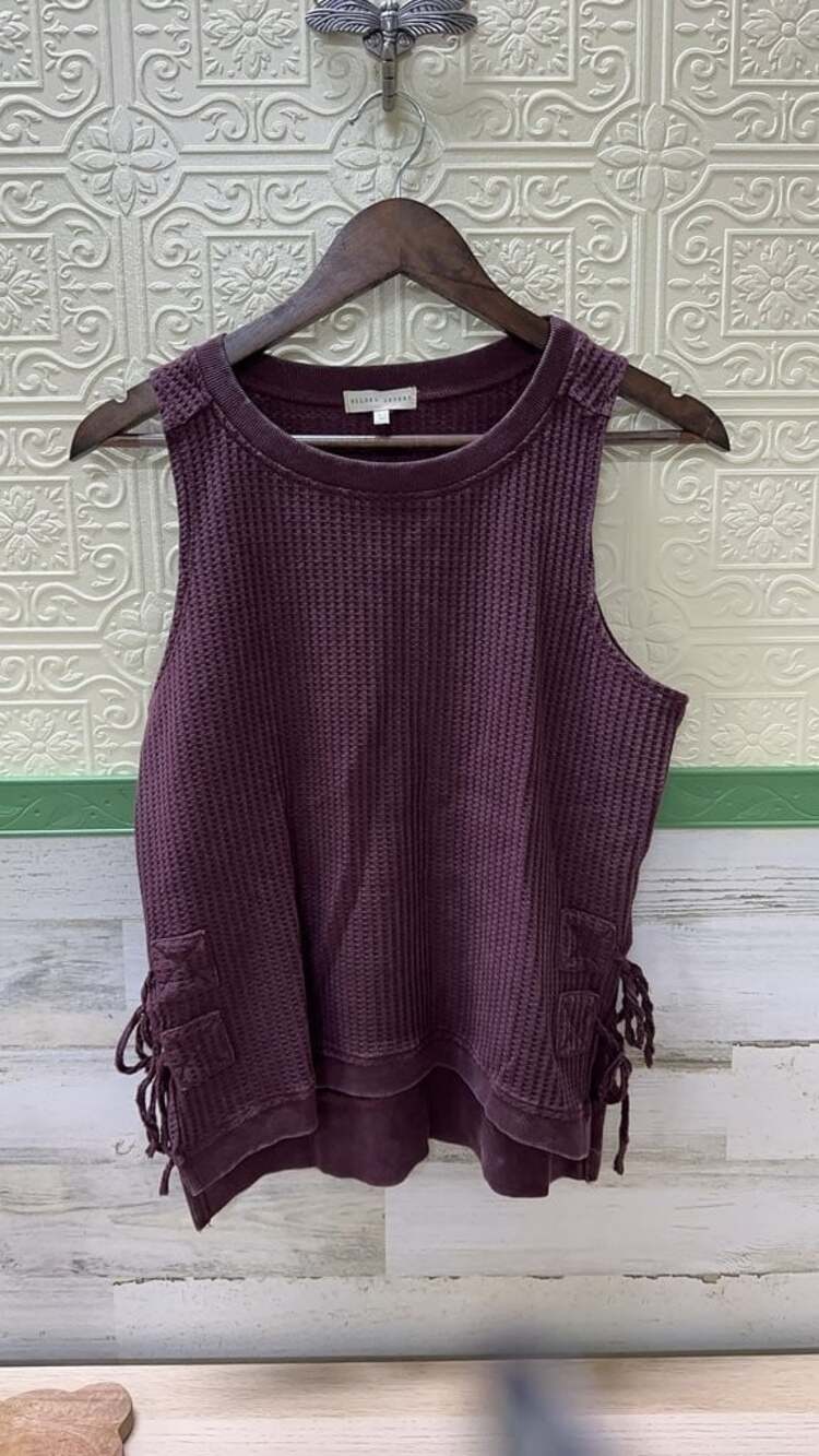 Gilded Intent Women's Waffle Knit Tank Top with Side Ties